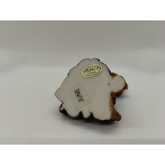 Teddy Bear Figurine by Young's - June Birthstone Amethyst Strawberry - 2 Inches - Picture 3 of 6